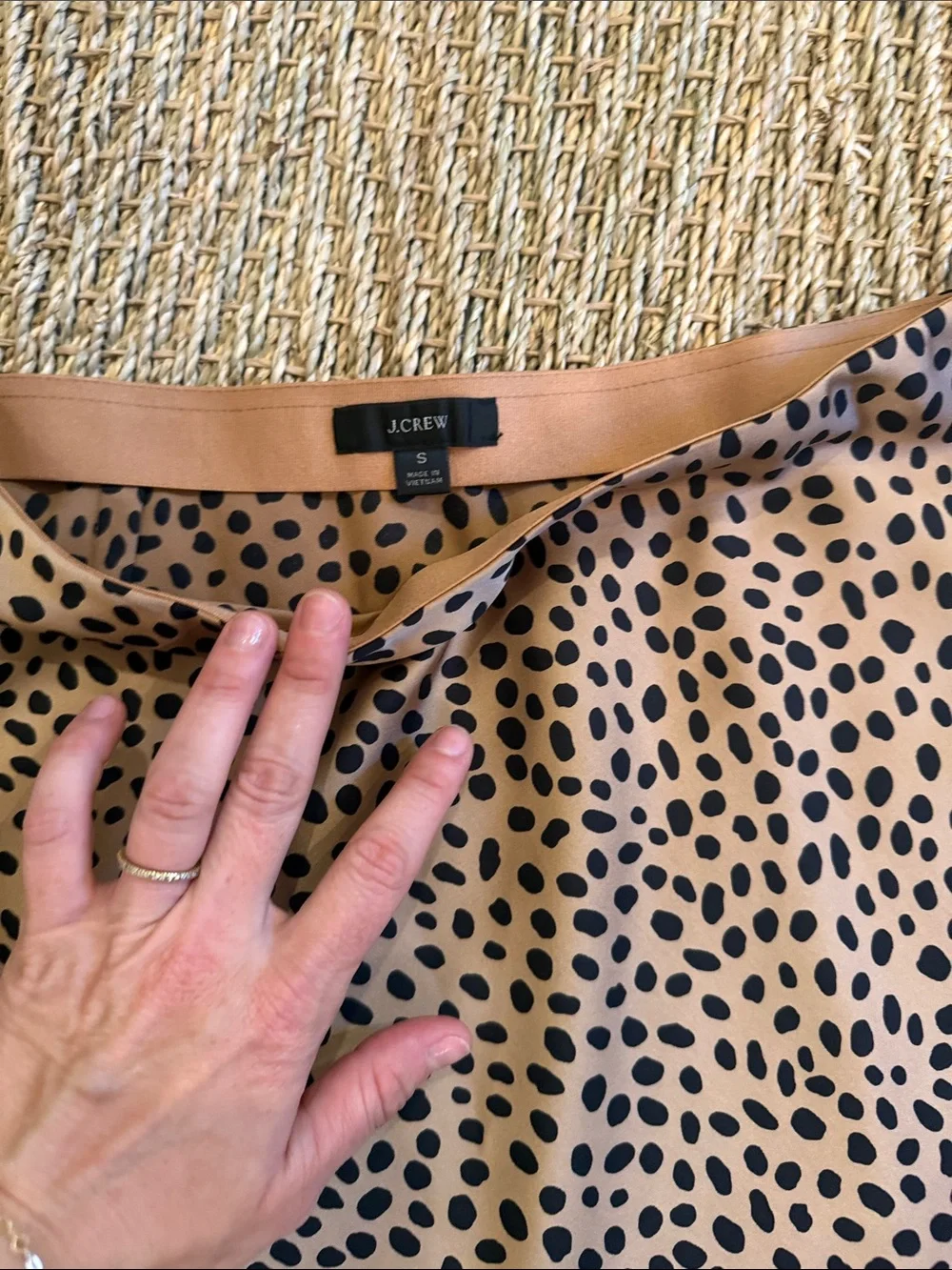 J. Crew Gwen Midi Skirt in Tan and Black Bobcat/Giraffe Print